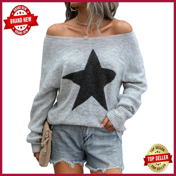 Sweaters - Off Shoulder Knit Sweater Tunic Top Ultra Soft Stretchy Fall Pullover